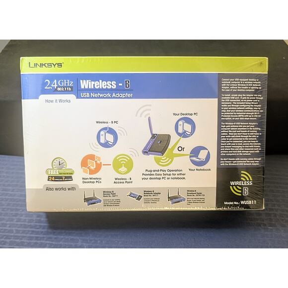 Linksys / Cisco WUSB11 Wireless-B USB Network Adapter **New In The Box** - Picture 2 of 4